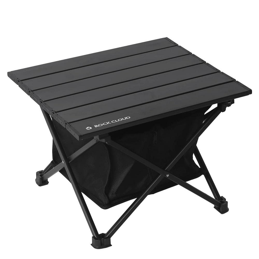 Portable Camping 14 in. Black Rectangle Aluminum Picnic Tables Seats 2-Peop