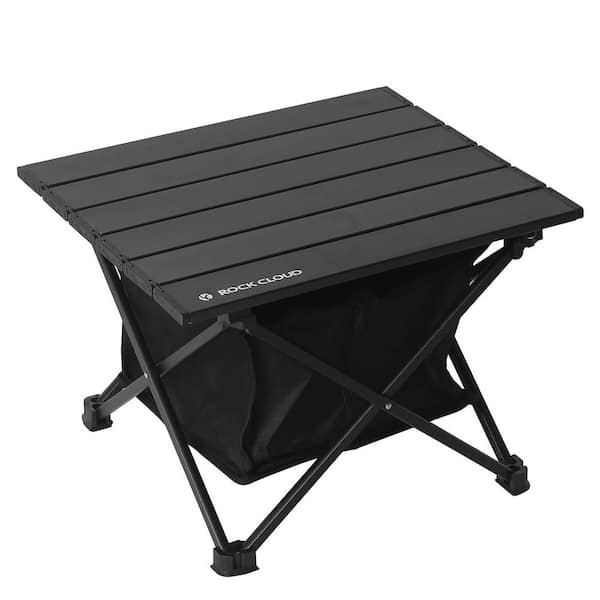 Unbranded Portable Camping 14 in. Black Rectangle Aluminum Picnic Tables Seats 2-People with Thicker Legs and Storage Bag