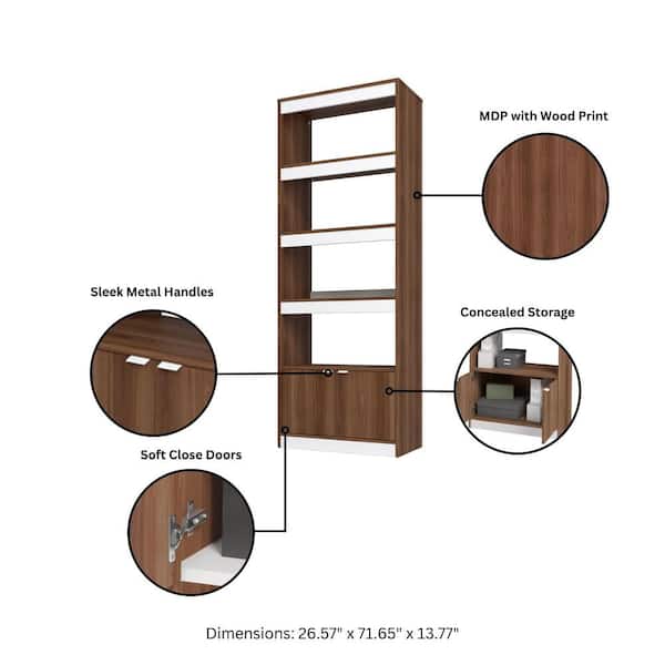 Manhattan Comfort Ratzer Mid-Century Modern 71.65 in. Tall Brown