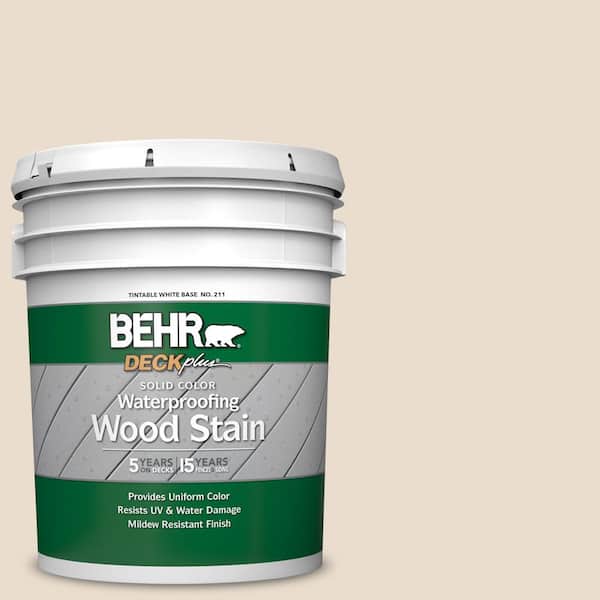 BEHR DECKplus 5 gal. #23 Antique White Solid Color Waterproofing Exterior Wood Stain