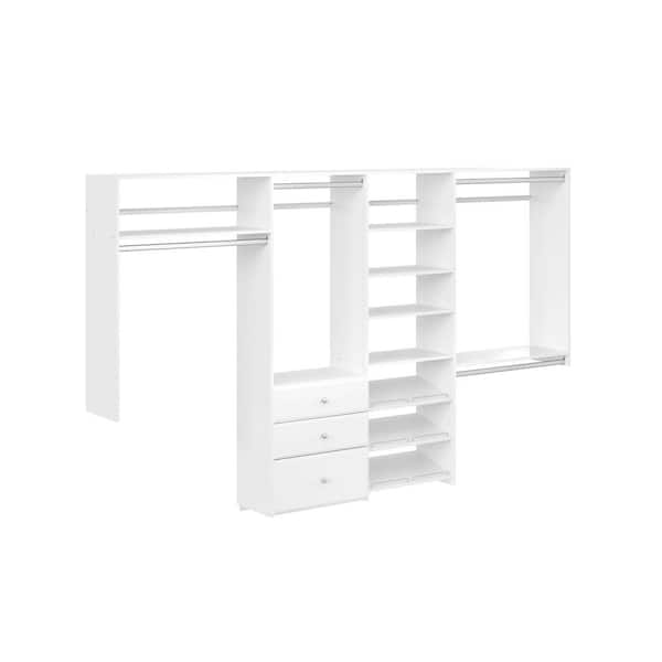 Closet Evolution Dual Tower 96 in. W - 120 in. W White Tower System Wall Mount 14-Shelf Wood Closet System