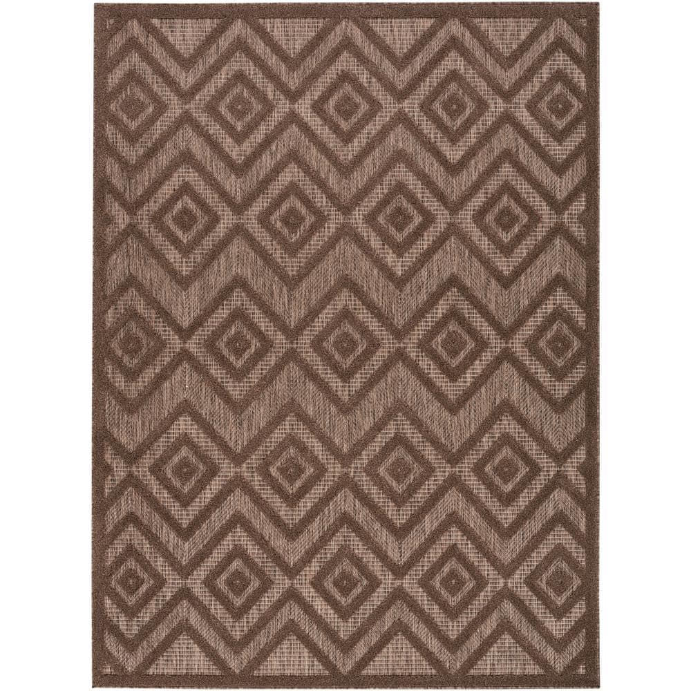 Nourison Brown Diamond Pattern Indoor/Outdoor 5' x 7' Area Rug