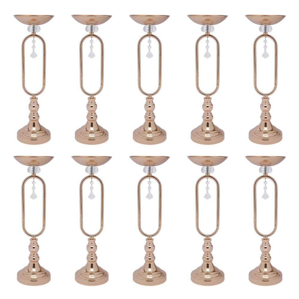 YIYIBYUS 19.5 in. Tall Metal Candle Holder Wedding Decoration Flower  Arrangement Vase in Gold (10-Pieces) CF-ZJ5634-379 - The Home Depot