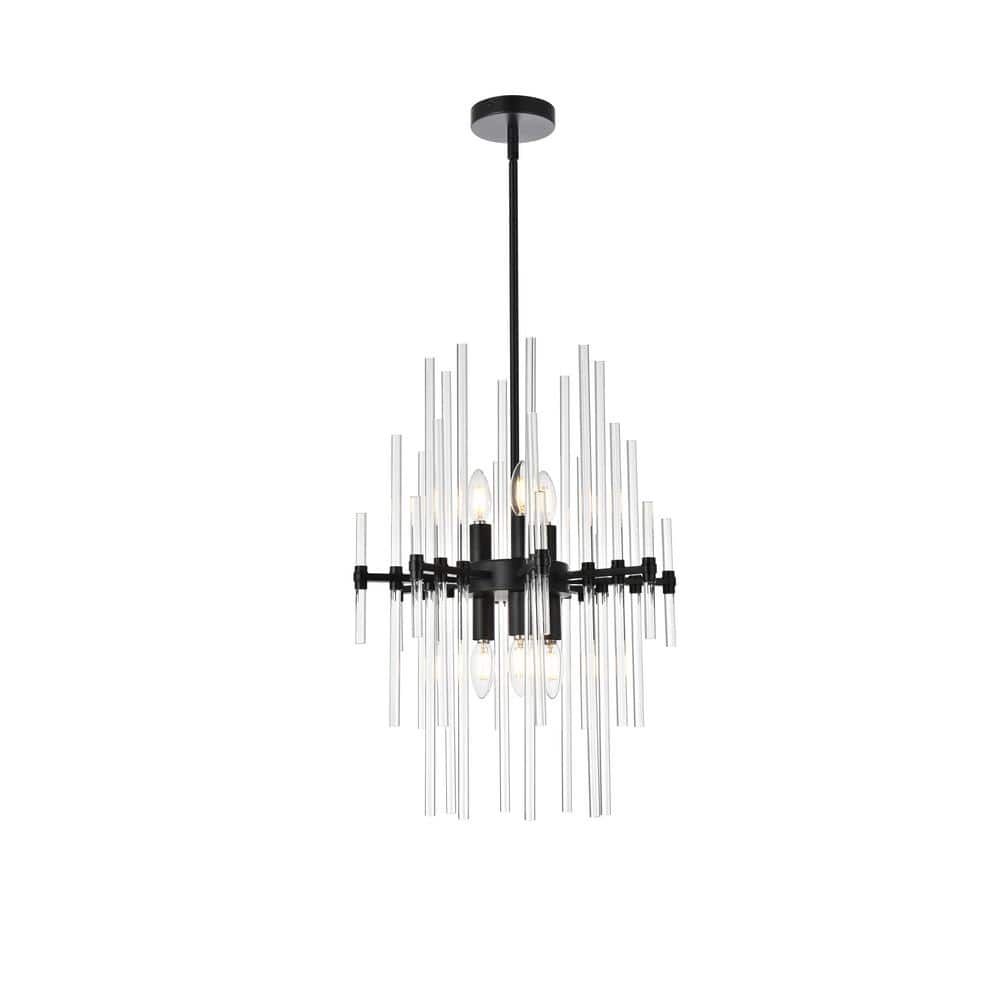 Timeless Home 17 in. 6-Light Black Pendant Light