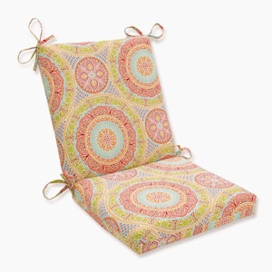 Tile Outdoor/Indoor 18 in. W x 3 in. H Deep Seat, 1 Piece Chair Cushion and Square Corners in Pink/Orange Delancey