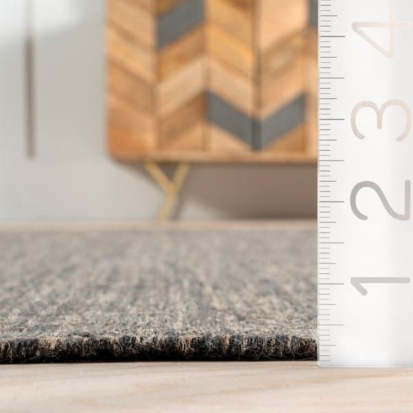 Black Brooklyn Tasseled Wool Black 8 ft. x 10 ft. Indoor/Outdoor Patio Rug