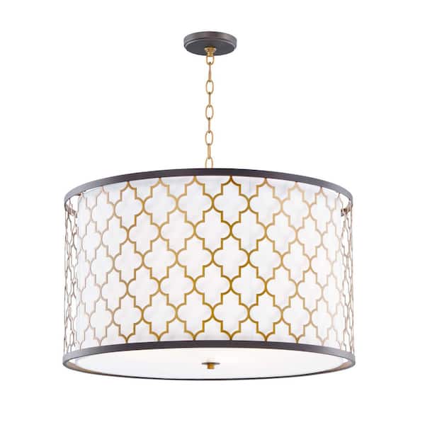 Maxim Lighting Crest 4-Light Oil Rubbed Bronze/Antique Brass Pendant