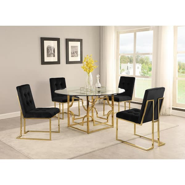 gold and blue dining set