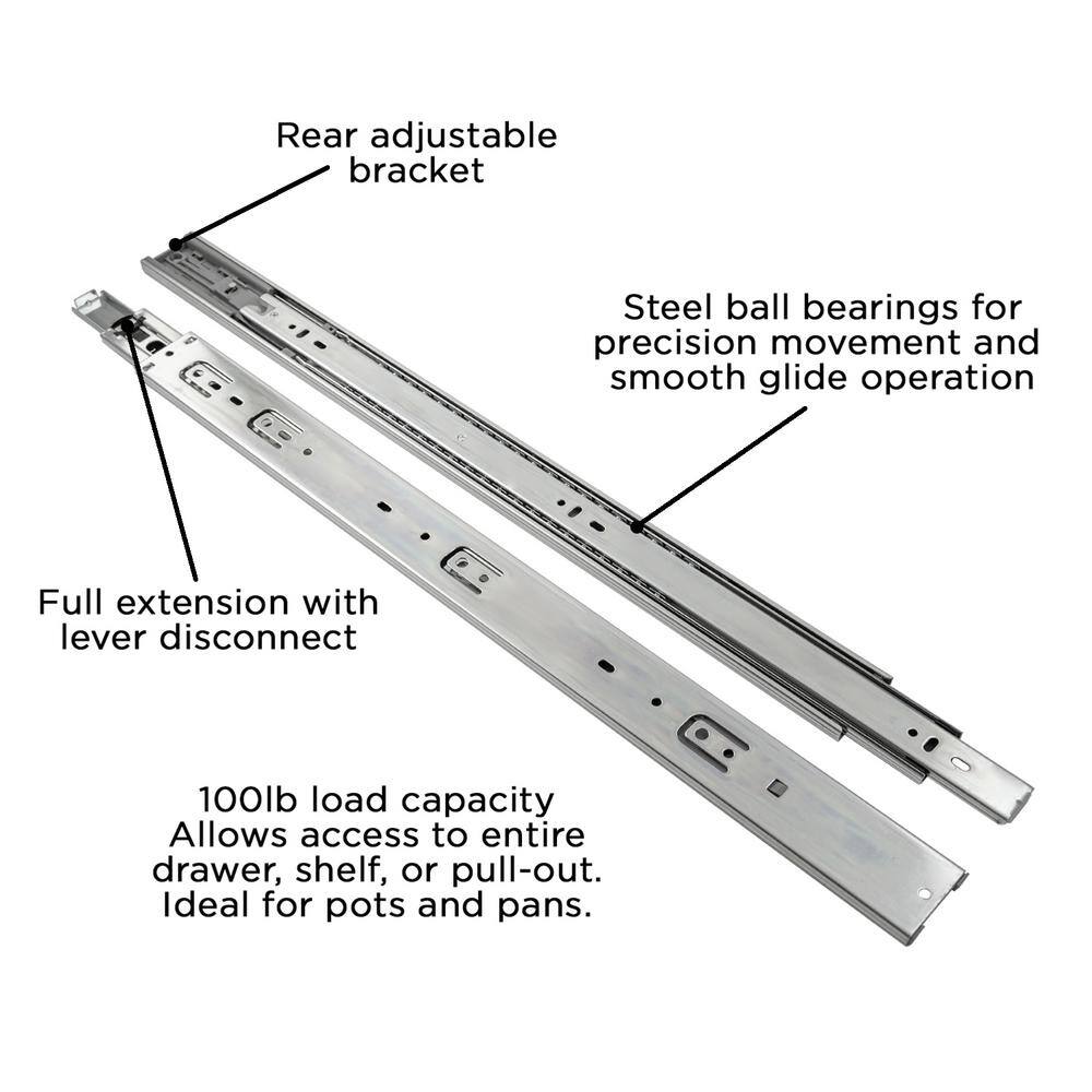 Cadmium Finish 24 Inch Soft Close Full Extension Drawer Slides, 2-Pack