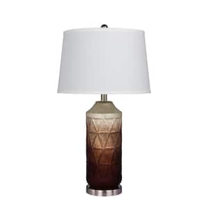 27.5 in. Table Lamp in White Mercury Glass and Frosted Mist Color Tint in Brown