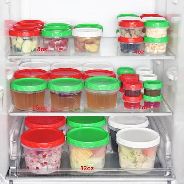 Reusable 2oz Mini Plastic Containers Airtight Leakproof Twist Top Lids, Dressing Sauce Jello 12 Piece Set Food Storage