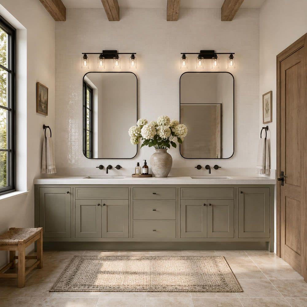 31 in. 4-Light Matte Black Bathroom Vanity Light with Clear Square Glass Shade, Modern Wall Sconce for Mirror Bathroom price history on PriceWatchPro