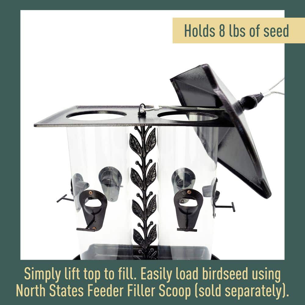 Large Black Metal Dual Tube Hanging Bird Feeder