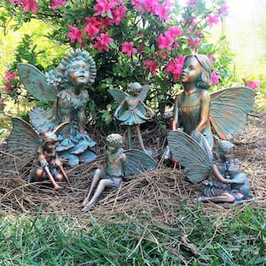 24.5 in. H Isabella Fairy Home Patio and Garden Statue in Bronze Patina