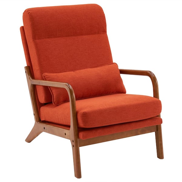 Outopee Orange Linen Leisure Chair with High Back 334839143349