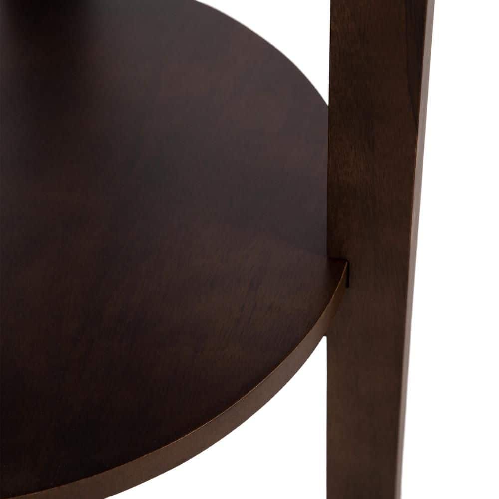 Talcott 16 in. Dark Brown Round Solid Wood End Table - thumbnail 3