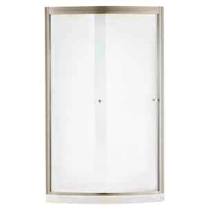 Ovation 48 in. x 72 in. Semi-Frameless Sliding Shower Door in Satin Nickel and Clear Glass