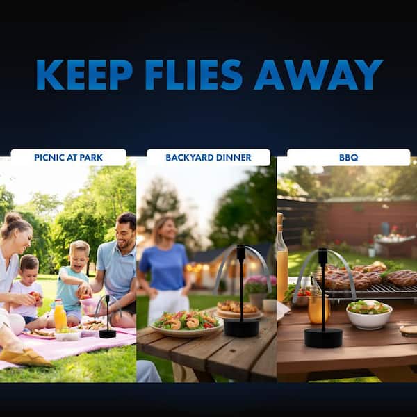 Black USB-C Rechargeable Portable Fly Fan with Holographic Blades and Soft Stop Technology, 4-Pack