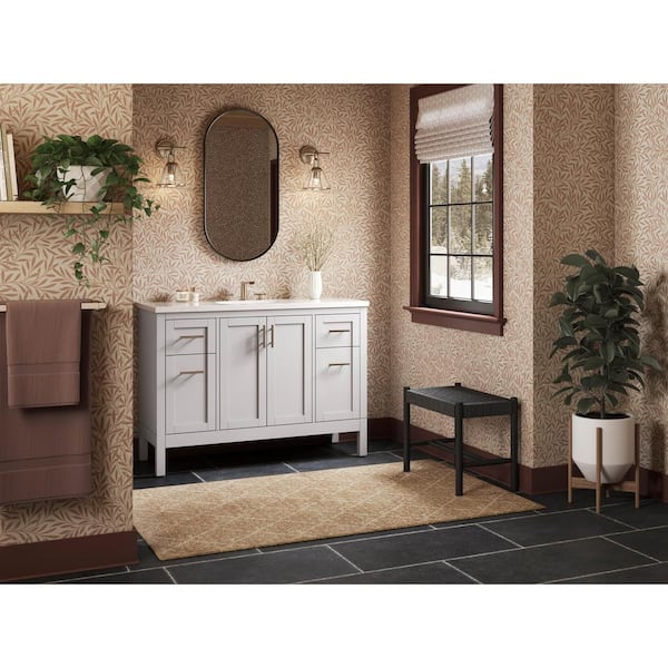 KOHLER Hadron 48.75in. Single Sink Freestanding White Bath Vanity with White Quartz Top Assembled