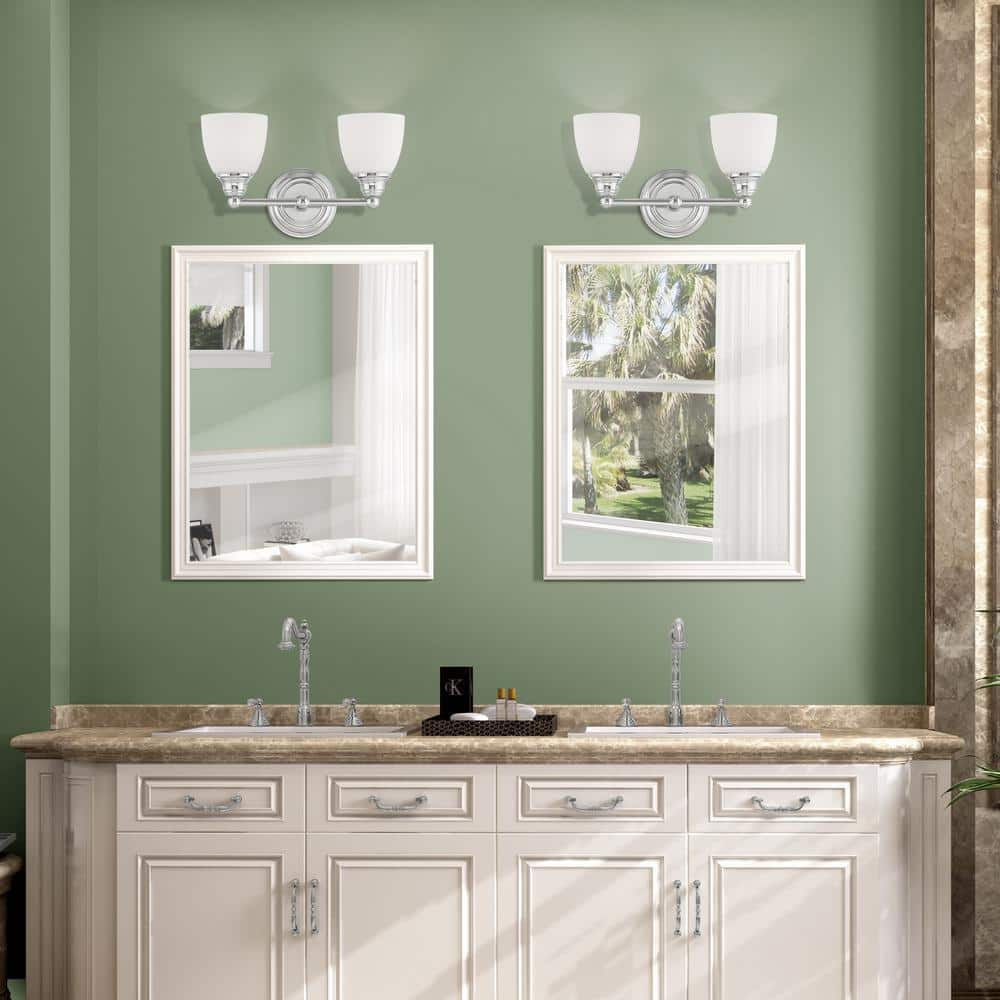 Polished Chrome 2-Light Vanity with Satin Opal Glass