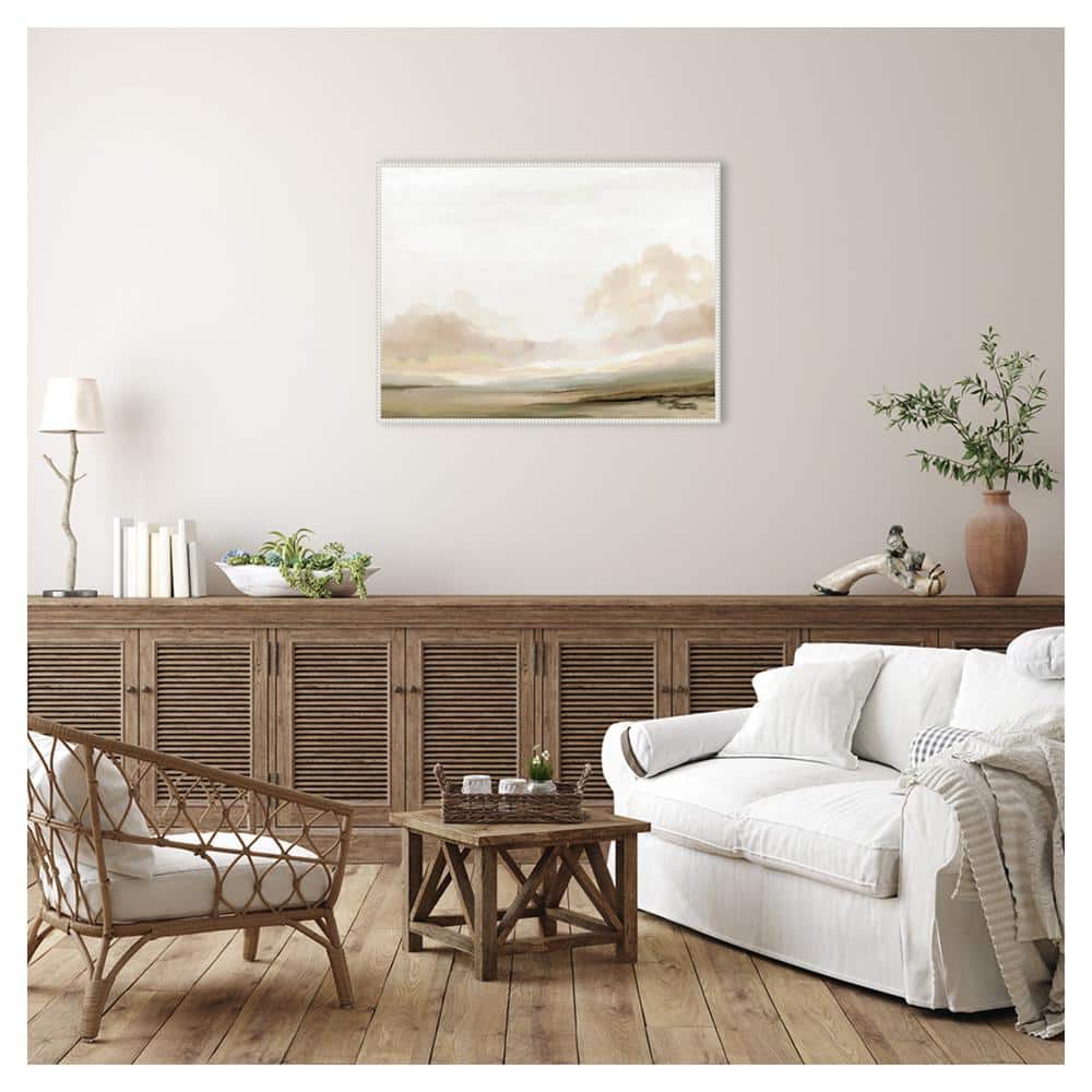Southern Landscape Abstract Canvas Wall Art with White Floater Frame