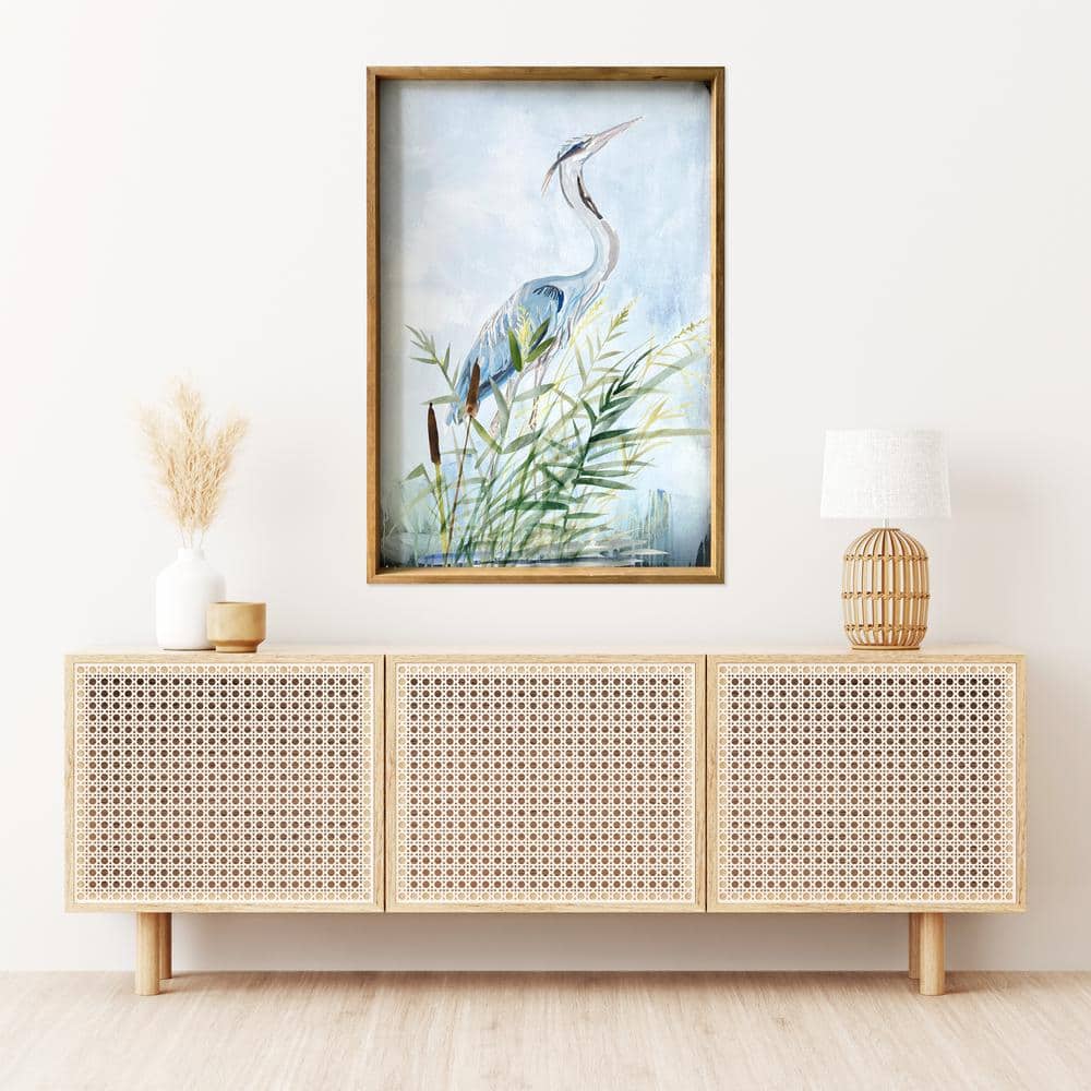 24" x 36" Blue Heron Canvas Print with Pine Frame