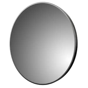 Reflections 28 in. W x 28 in. H Round Aluminum Framed Wall Mount Bathroom Vanity Mirror in Brushed Black