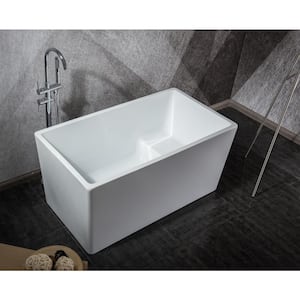 Freestanding 47 in. H Contemporary Design Acrylic Flatbottom Soaking Tub Bathtub in White