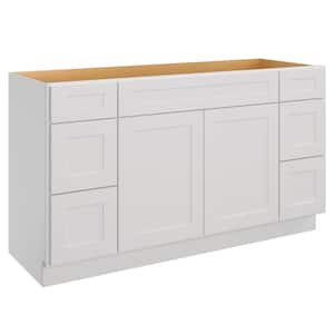 60-in W X 21-in D X 34.5-in H in Shaker Dove Plywood Ready to Assemble Floor Vanity Sink Drawer Base Kitchen Cabinet