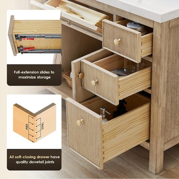 Altair Cerrito 36 in. Single Sink Freestanding Nature Oak