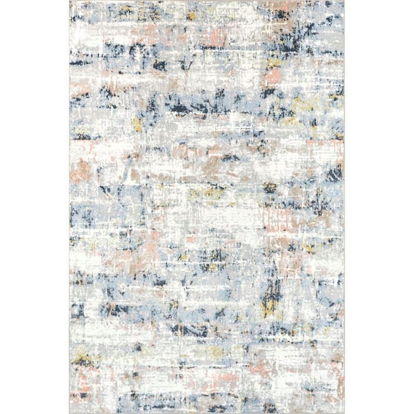 Patty Washable Rainy Days Blue Multicolor 2.8 ft. x 8 ft. Indoor Area Rug