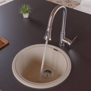 Drop-In Granite Composite 17 in. Single Bowl Kitchen Sink in Biscuit