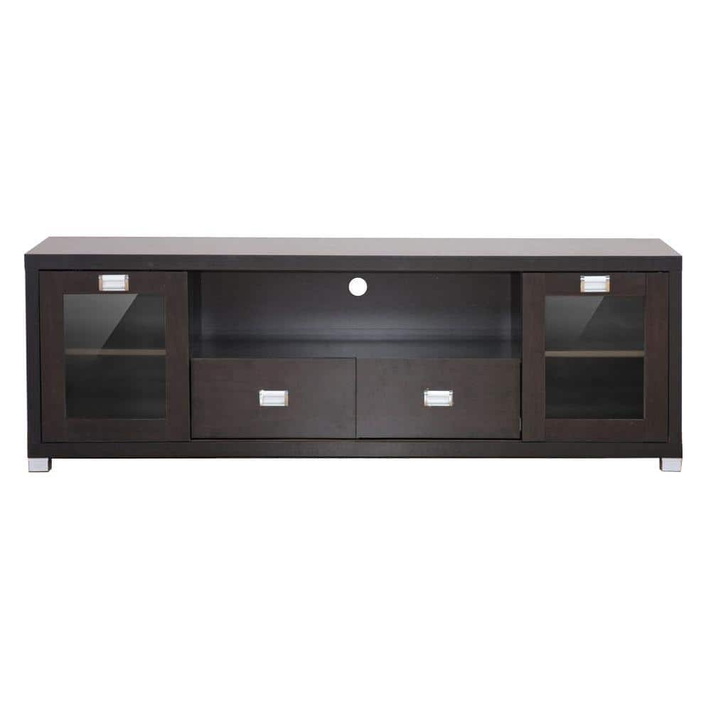 Baxton Studio Gosford 69 in. Dark Brown Wood TV Stand with 2