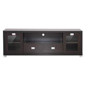 Gosford 69 in. Dark Brown Wood TV Stand with 2 Drawer Fits TVs Up to 35 in. with Storage Doors