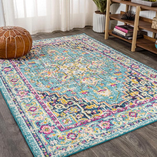 Brooklyn Geometric Medallion Blue/Multi 5 ft. x 8 ft. Area Rug