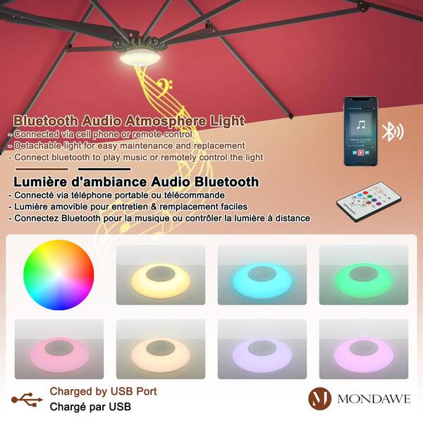 bluetooth patio umbrella speaker light Bluu Lights with Wireless APP Control RGB LED Lights Outdoor for Camping Tents, Yard, or Indoor Use art light and sound accessory in one Bluu Patio Umbrella Light With