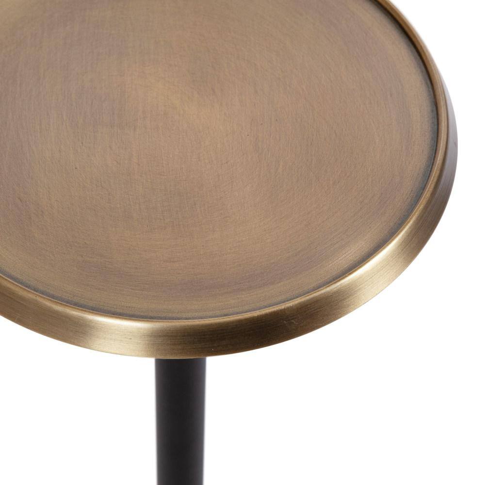 Antique Brass and Black Round Metal Drink Table