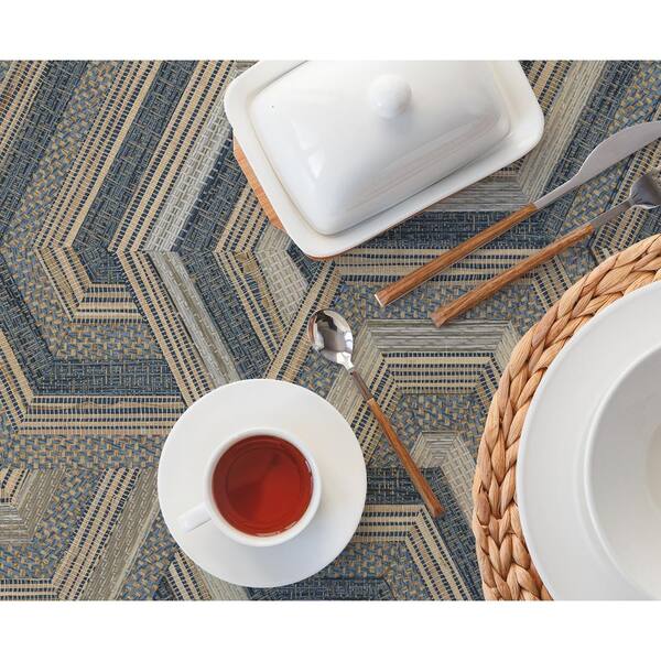 RoomMates Geo Puzzle Dark Brown Faux Grasscloth Matte Vinyl Peel and Stick Wallpaper