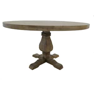 54 in. Wide Natural Wood Farmhouse style Round Dining Table