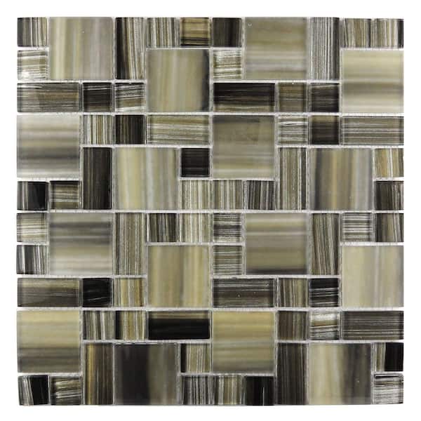 ABOLOS Handicraft Black Sea Versailles Mosaic 3 in. x 3 in. in. Multifinish Stained Glass Wall and Pool Tile Sample