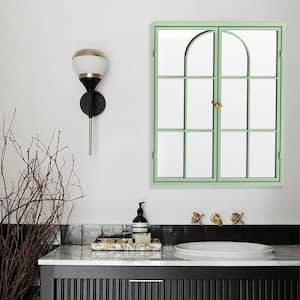 6 in. W x 24 in. D x 28 in. H Vintage Double Door Bathroom Storage Wall Cabinet with Mirror in Green