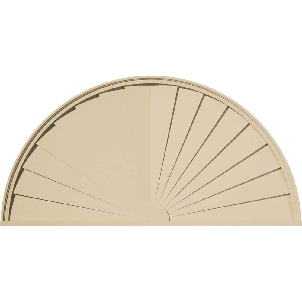 Pedss Ekena Millwork 62-in. W x 31-in. H x 2-in. P Half Round Sunburst ...