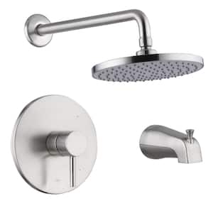 Euro Single-Handle 1-Spray Tub and Shower Faucet 1.8 GPM in. Brushed Nickel (Valve Included)