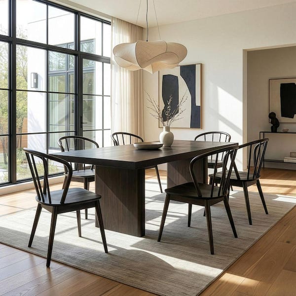 Glamour Home Azure Black Rubberwood Dining Chair with Windsor Back