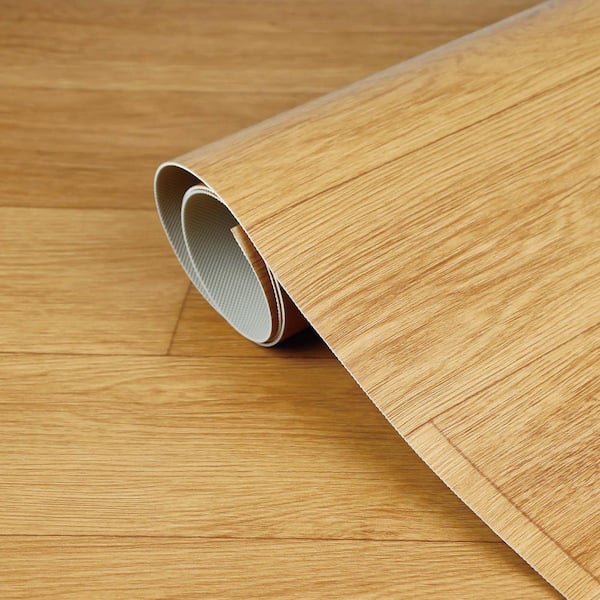 Jeedeson 6 MIL x 3.28 ft. W x Cut to Length Waterproof Vinyl Sheet Flooring, Original Wood Grain (Covered 53.82 sq.ft./Box)