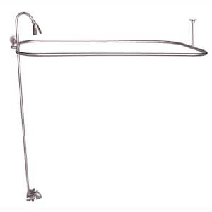 Metal Lever 2-Handle Claw Foot Tub Faucet with Riser, Showerhead and 48 in. Rectangular Shower Unit in Polished Nickel