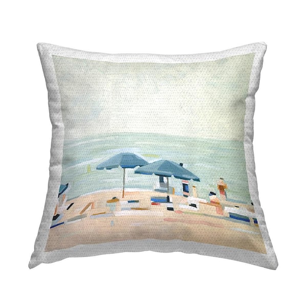 Stupell Industries Abstract Summer Beachgoers Blue Square Outdoor Throw Pillow