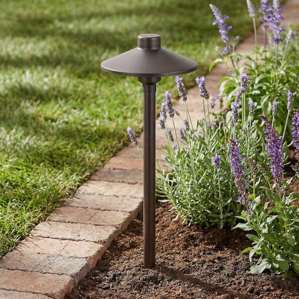Low Voltage Brushed Antique Brass Hardwired Outdoor Weather Resistant Path Light with No Bulb Included