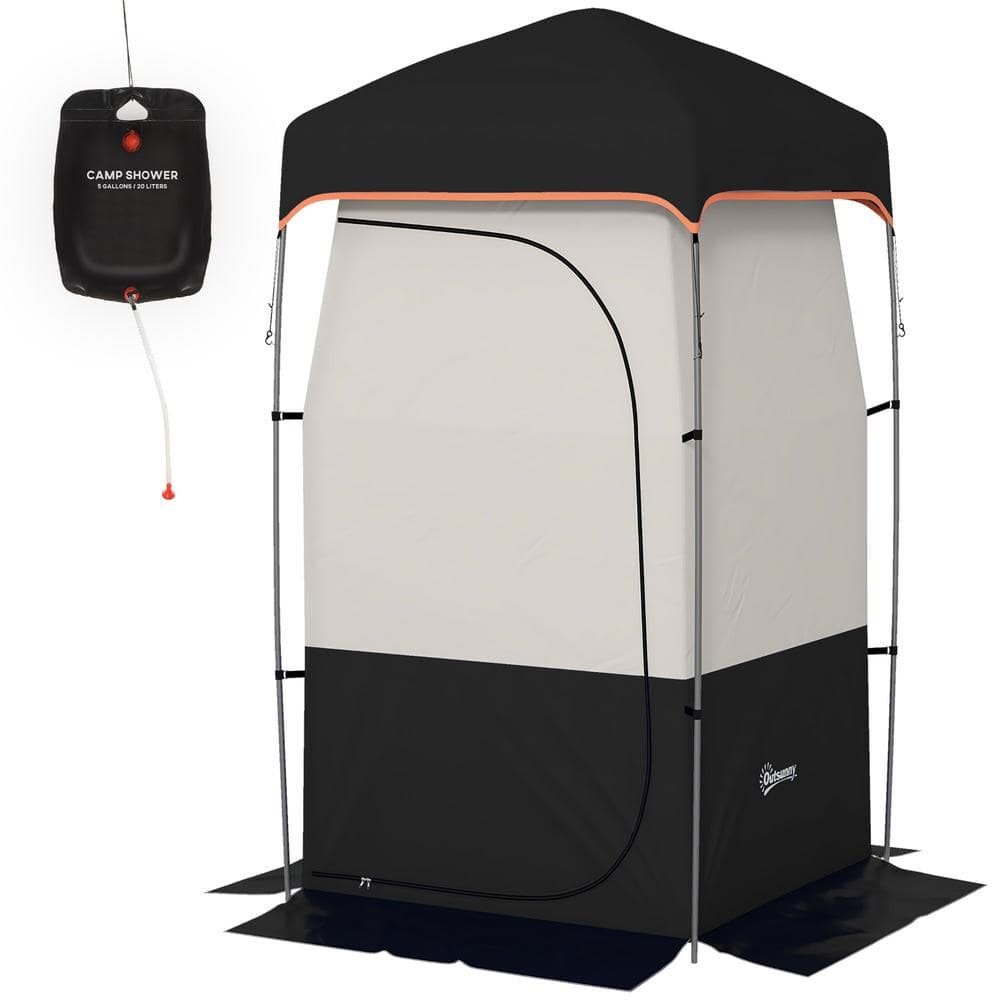 Black Portable Oxford Fabric Shower Tent, Camping Dressing Changing Tent wi