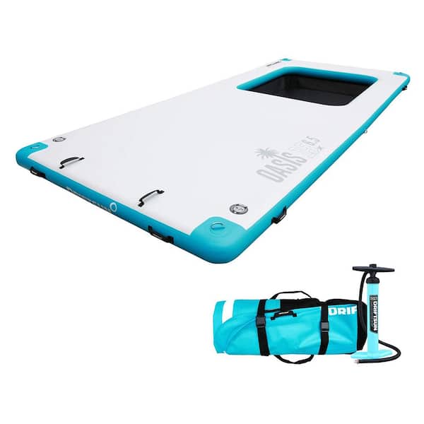 DRIFTSun 15 ft. x 6.5 ft Mesa Oasis Inflatable Floating Water Dock Platform Island